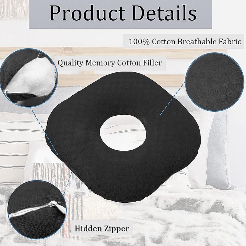 Wuronsa Ear Piercing Pillow for Side Sleepers, Pillow with an Ear Hole for CNH and Ear Pain Ear Inflammation Pressure Sores, O-Shaped Side Sleeping Pillow, Ear Guard Pillow(Black) - Image 4